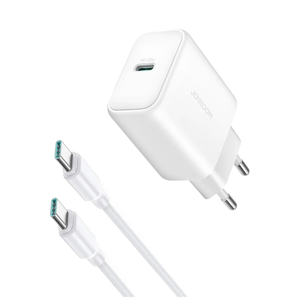 JOYROOM JR-TCF24 PD 30W Fast Charging EU Plug Charger with 1m Type-C to Type-C Data Cable - 1