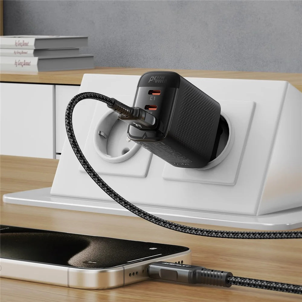 ACEFAST A108 PD 67W GaN Charger 2 USB-C + USB-A Fast Charging Adapter - EU Plug - 5