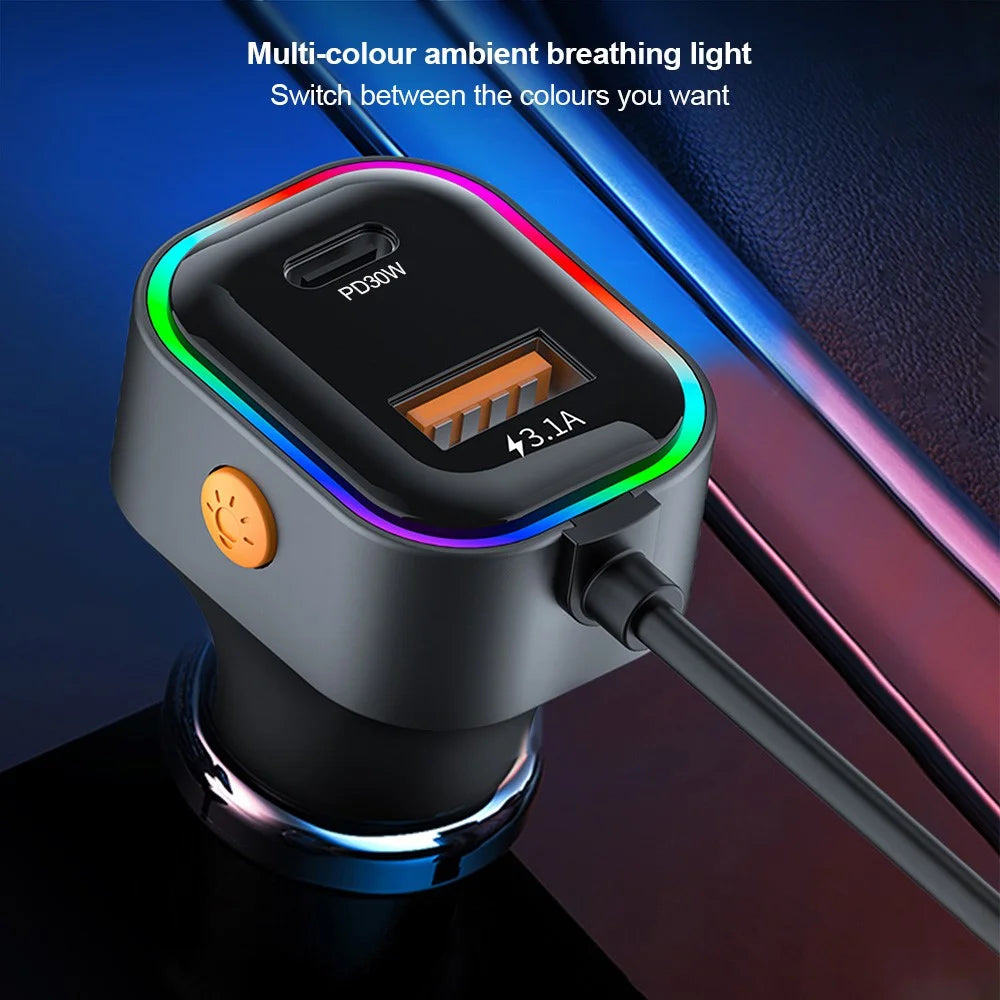 XUNDD XDCH-106 Car Charger 22.5W Dual Cable Auto Adapter Fast Charging Multi-Port Compatible - 2
