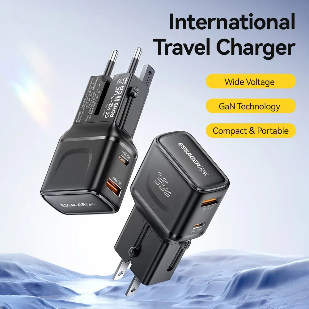 ESSAGER G535 35W Travel Charger CN / US + EU + UK + AUS Plug GaN Phone Power Adapter - 4