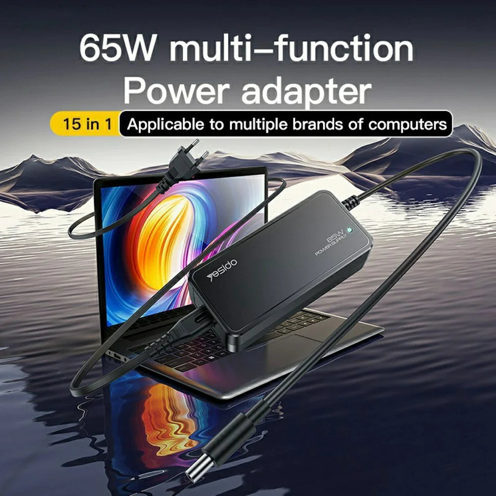 YESIDO CG11K Laptop Charger Kit 65W Power Adapter with 14 DC Connectors - UK Plug - 2