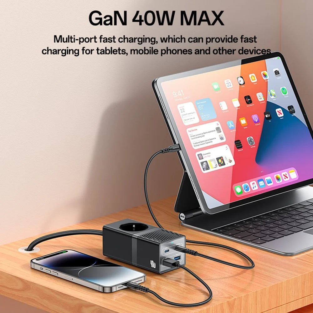 YESIDO MC35 40W GaN Power Strip USB-C USB-A Desktop Fast Charging Station - EU Plug - 6