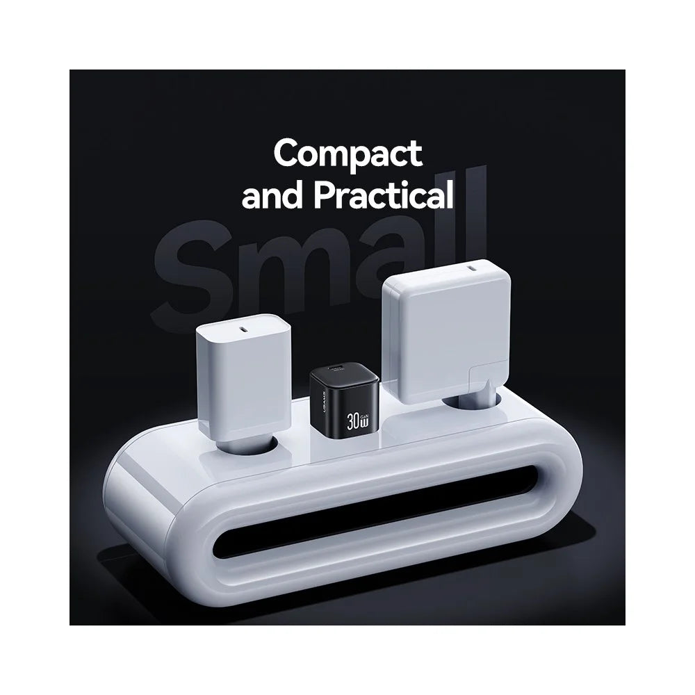 USAMS CC269 30W GaN Mini Fast Charger Type-C Port Power Adapter, US Plug - Black - 4