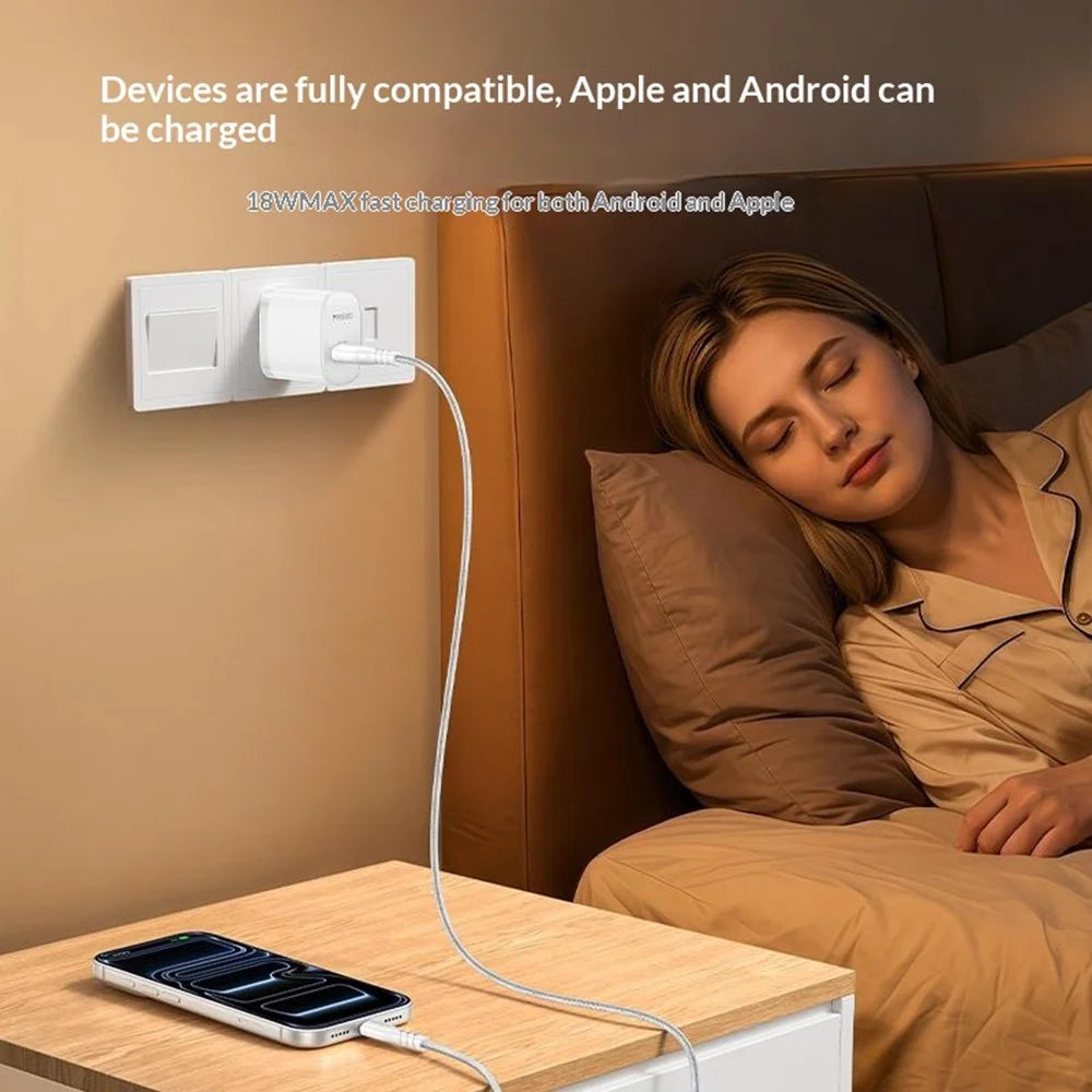 YESIDO YC24U US Plug QC 3.0 18W USB-A Fast Charging Adapter Wall Charger with 1m USB-A to Type-C Cable - White - 3