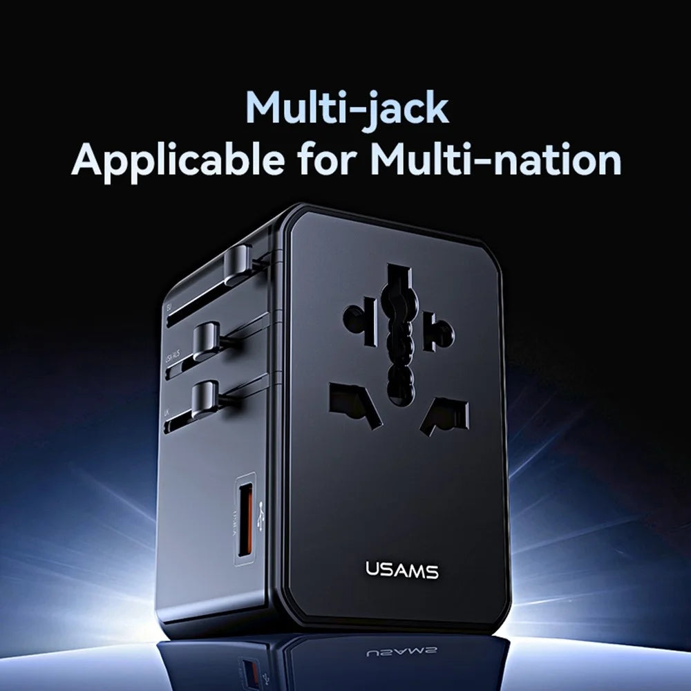 USAMS CC334 T72 100W Fast Charging Power Adapter USB-A + 3 USB-C Portable 4-Port Travel Charger - Black - 6