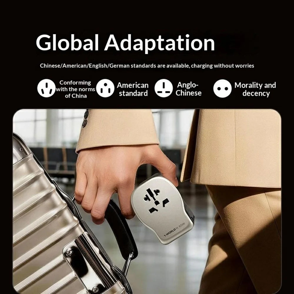 MOMAX UA35 1-World N 65W GaN Global Travel Charger Adapter 3 USB Ports Wall Charger - Gold - 5