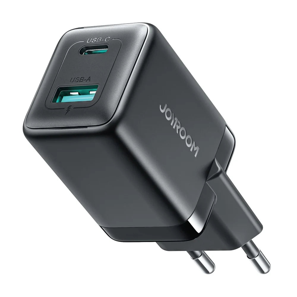 JOYROOM JR-TG8 45W GaN Charger USB-A + USB-C Dual Ports Fast Charging Adapter - EU Plug / Black - 1