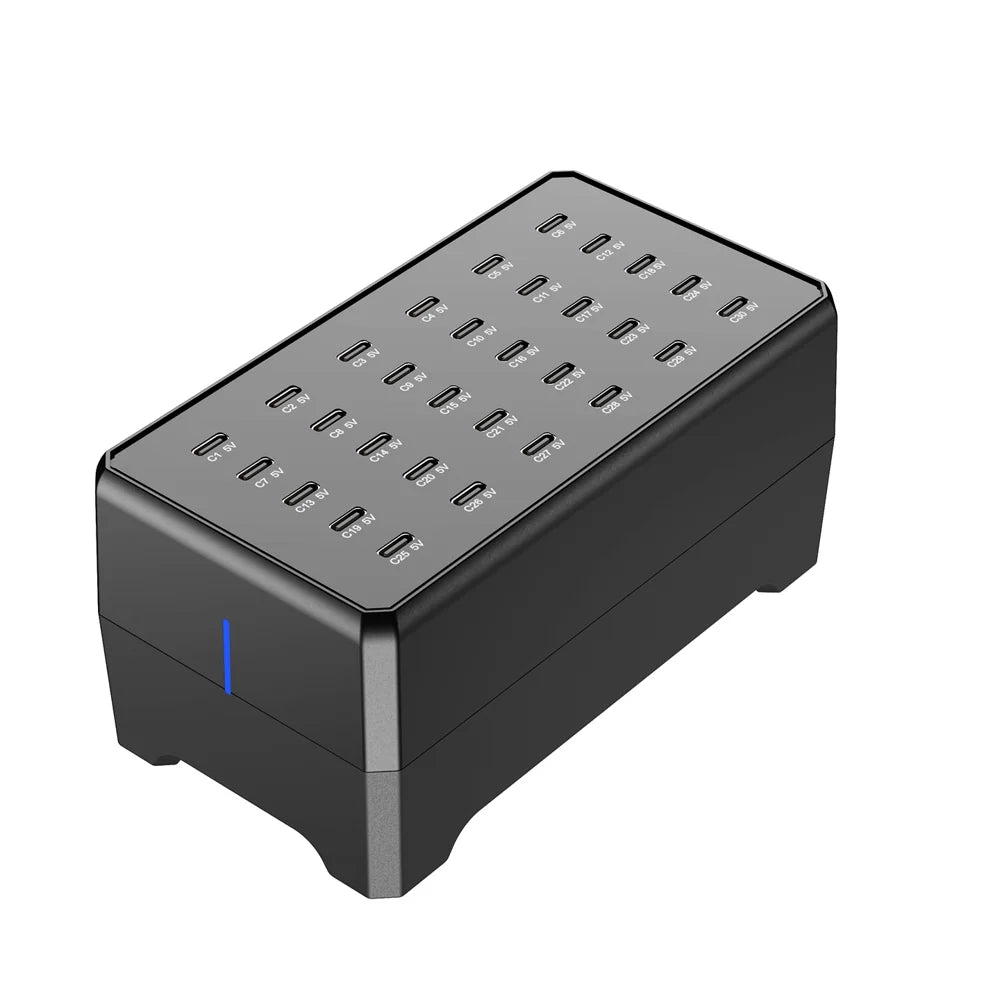 WLX-268E 30-Port USB-C Charging Station Portable 12W Desktop Multi-Port Charger Hub for Phone Tablet - US Plug - 2