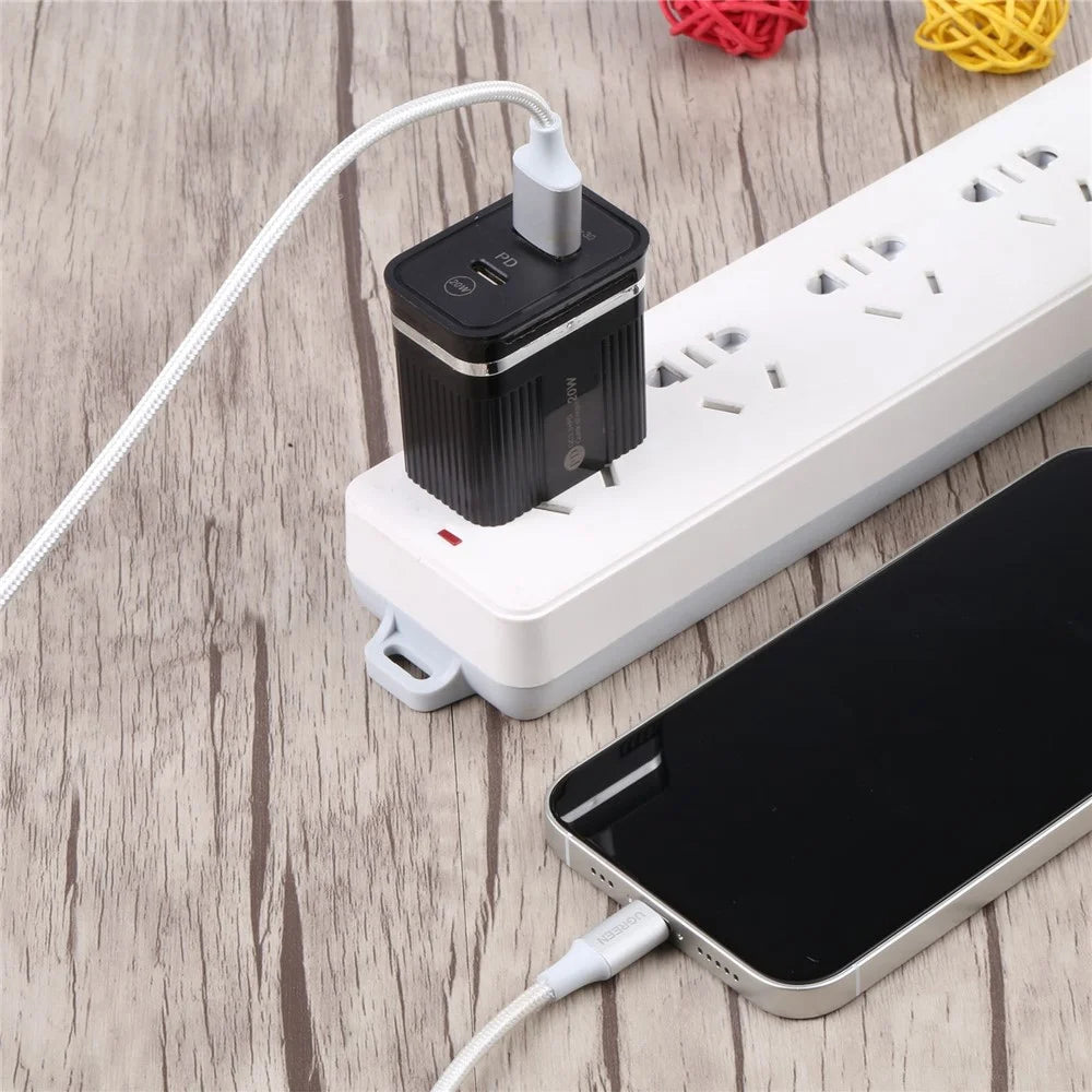 46-A2C2 20W PD + QC3.0 USB Fast Charger Type-C / USB-A Dual Port Power Adapter - US Plug / Black - 5