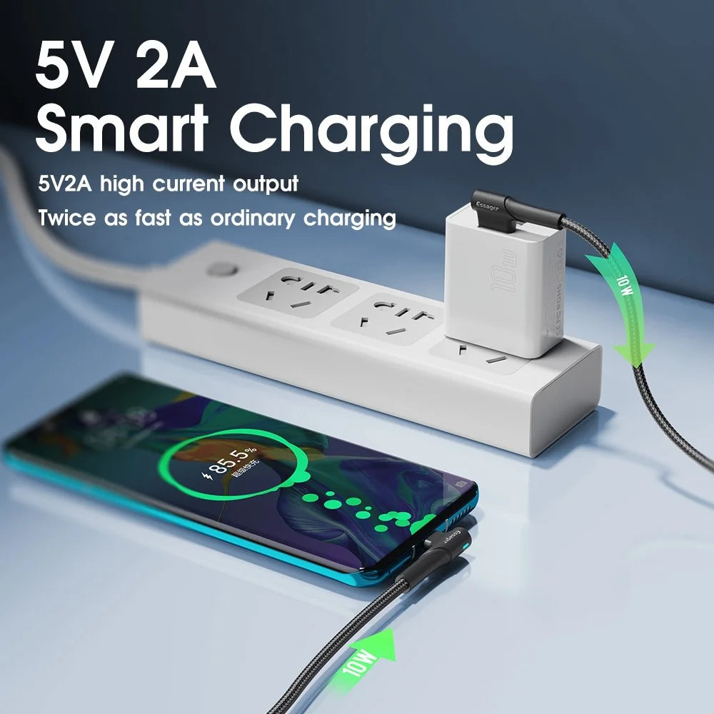 ESSAGER 2A 10W High Power Travel Charger Dual Ports USB Smart Charger, US Plug / White - 3