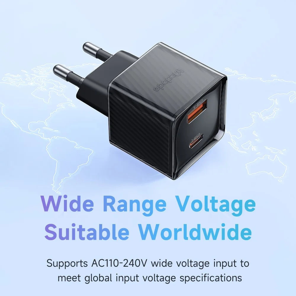 MCDODO CH-415 33W GaN USB+Type-C EU Plug Wall Charger Fireproof PC Phone Tablet Power Adapter - Black - 6