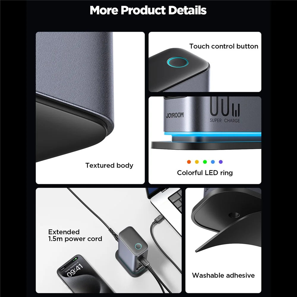 JOYROOM TCM02 65W 6-Port USB Desktop Charger GaN Fast Charging Station Hub - EU Plug - 7