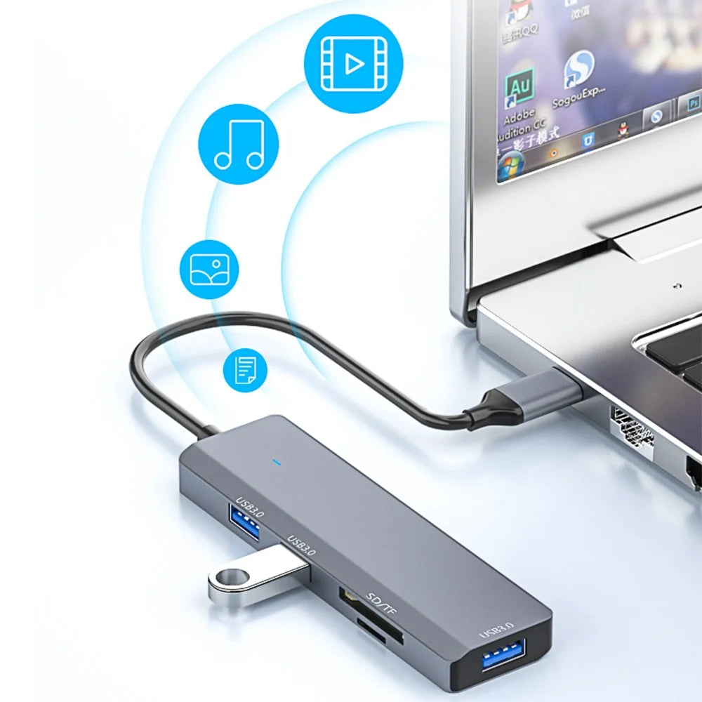 ADS-310C Type-C Hub Expansion Converter to 3xUSB 3.0+2xCard Reader Slots - 7