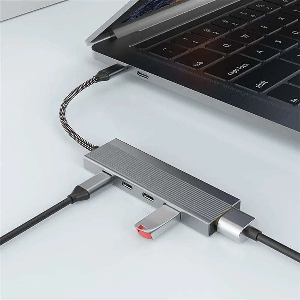 5-in-1 Docking Station Type-C Hub with 4K 60Hz HD + 2x USB-C + USB 3.0 + PD Charging Port - 5