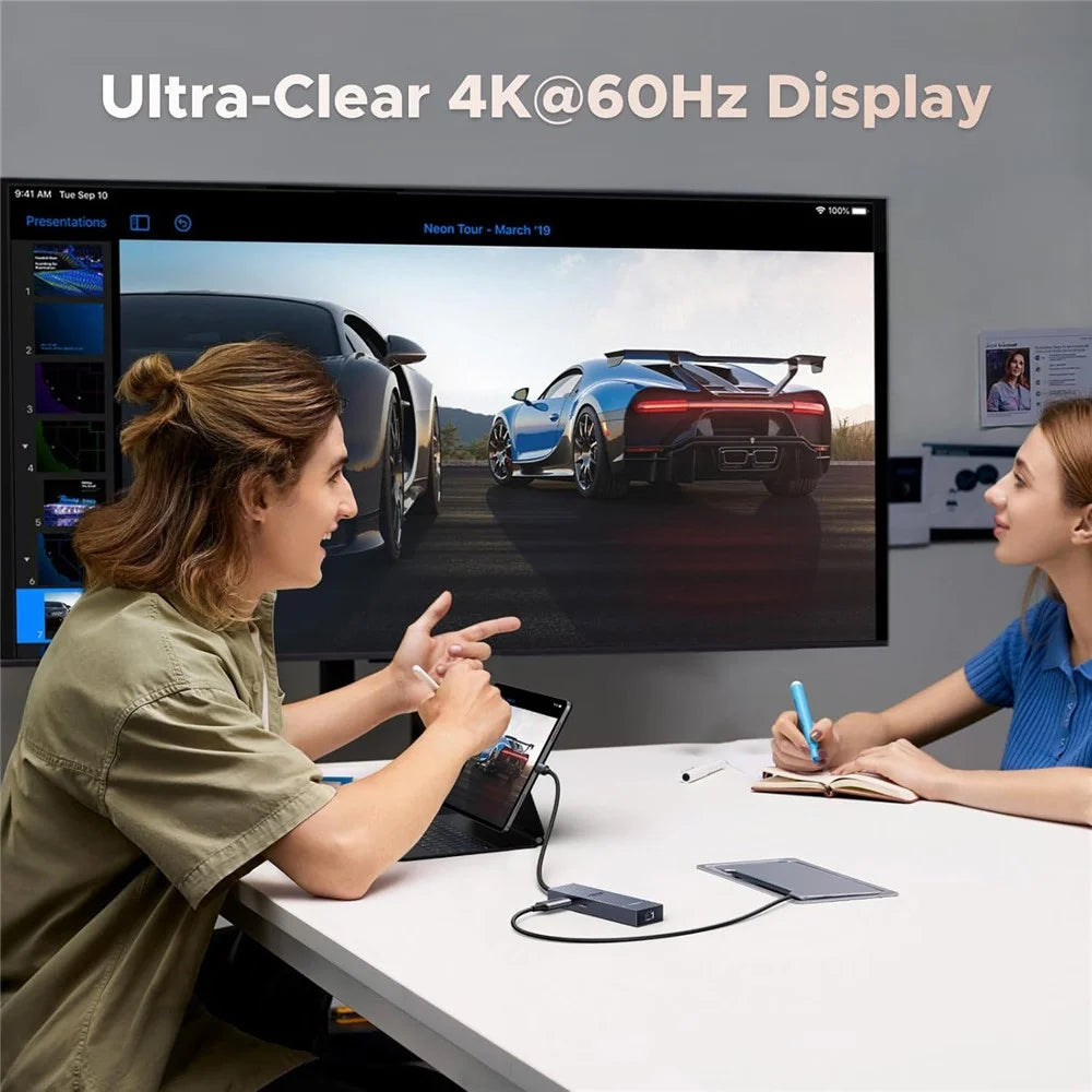 UGREEN 45364 6-in-1 USB-C Hub Gigabit Ethernet 4K 60Hz HD 100W PD Charging 10Gbps Data Transfer Adapter - 6