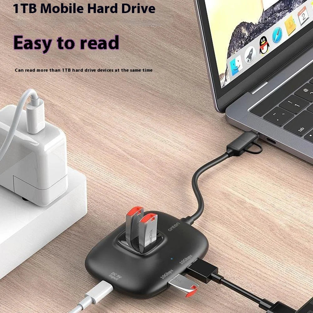 ONTEN OTN-UCA610 USB-A / USB-C to 4 x USB3.0 + USB-C Hub 10Gbps Transfer Speed Adapter - 4