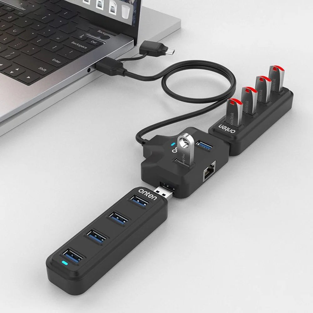 ONTEN 5312 USB3.0 to 4 x USB3.0 Hub 5Gpbs High Speed Data Transfer Adapter - 2