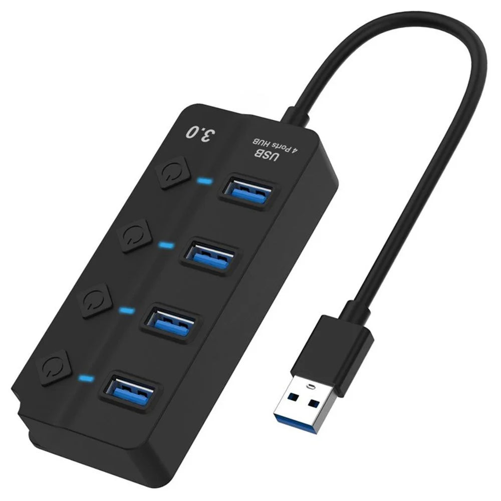 5301 5Gbps High Speed USB 3.0 4 Ports Hub with 5V 2A DC Power Supply Port - 1