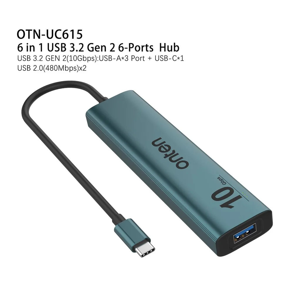 ONTEN UC615 USB-C Hub 4 x USB3.2 Gen2 + 2 x USB-A + USB-C Power Port Adapter - 4