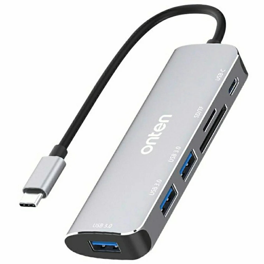ONTEN 95116B 6 in 1 USB-C Hub 3 x USB3.0 + USB-C + SD / TF Slots Expansion Dock Adapter - 1