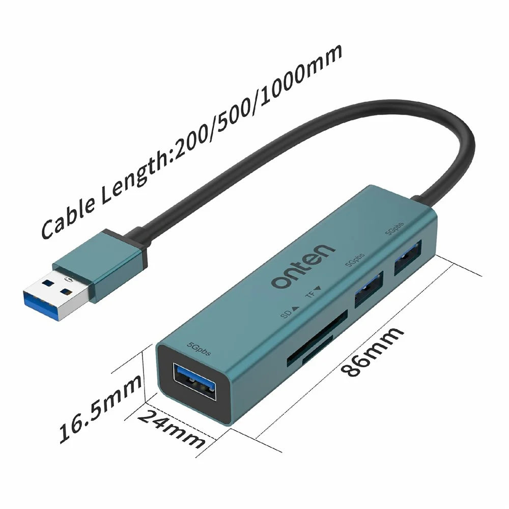 ONTEN 5223 5 in 1 USB 3.0 Hub Expansion Dock 3xUSB3.0 TF SD Card Reader Adapter - 6