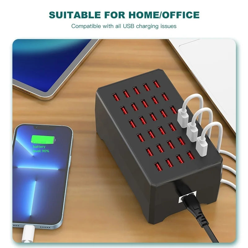 WT-268 30-Port USB Charging Station 150W High Power Fast Charger Desktop Charging Hub - US Plug - 6