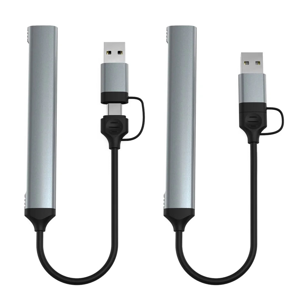 COTECI 16024 5-in-1 Dual Interface Docking Station USB-C Type-A Hub USB3.0 SD TF Card Reader - Grey - 5