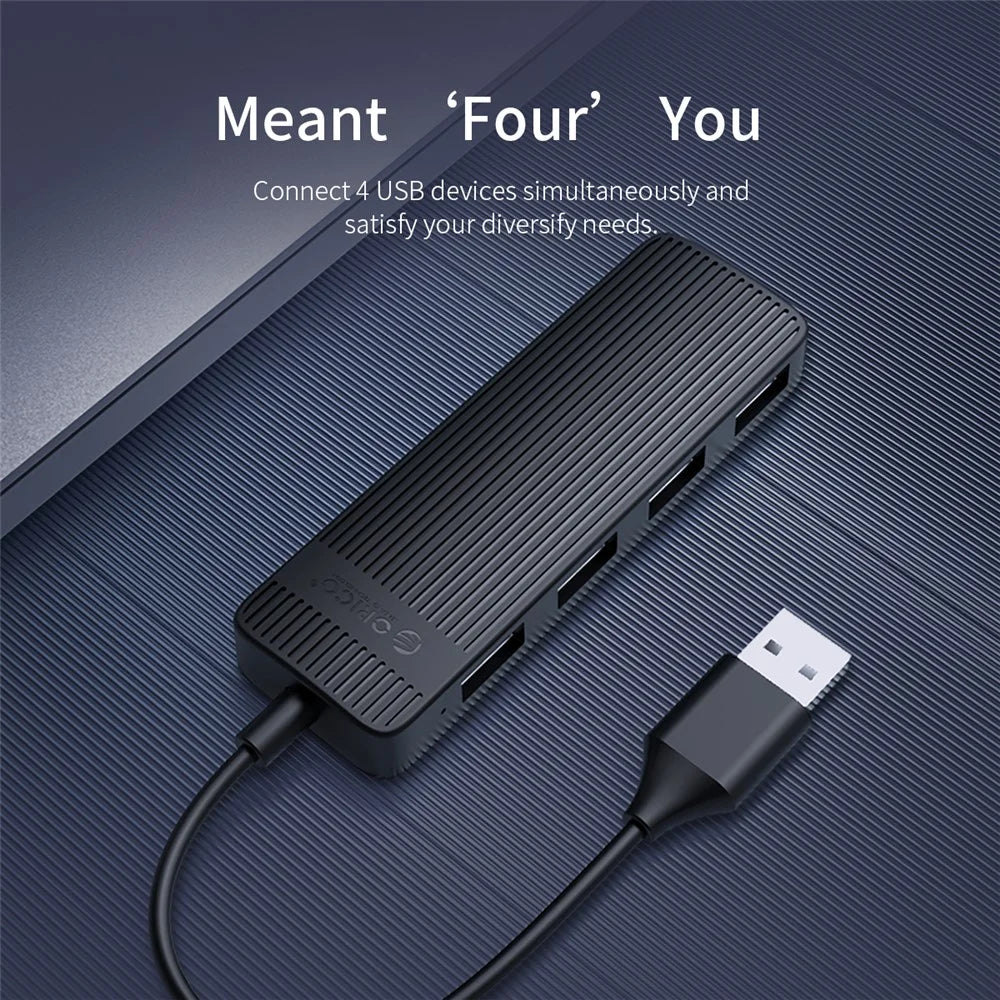 ORICO FL02 Multi-Port USB2.0 Hub Mini Portable Mini USB Adapter High-speed Sync Converter for Laptops - Black - 4