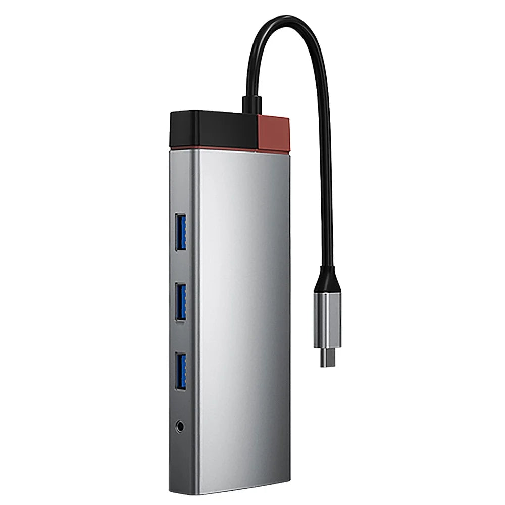 BS10A 10-in-1 USB-C Hub Type-C to PD+HD+USB3.0x3+SD+TFRJ45+VGA+3.5mm Audio Multiport Adapter - 2
