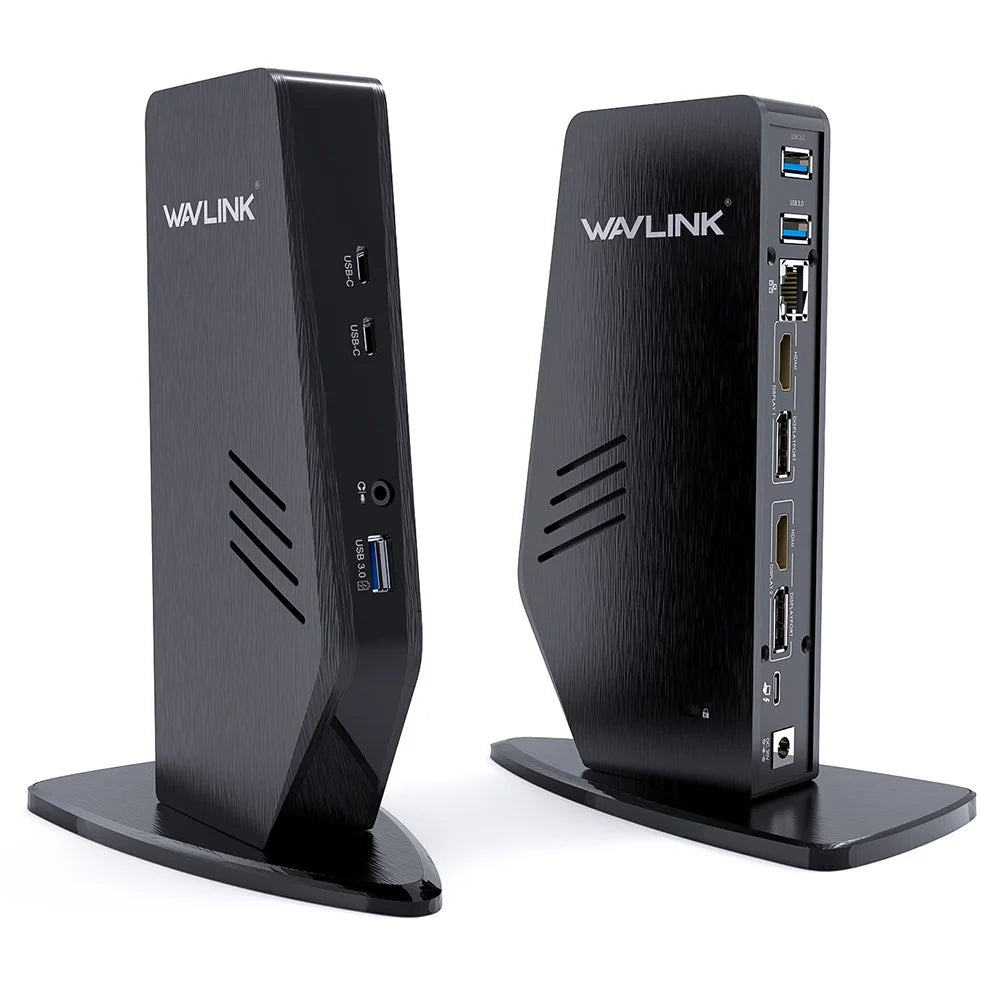 WAVLINK UG69PD5 USB 3.0 and USB-C Dual 4K Display Docking Station with DisplayPort and HD 60Hz Monitor Adapter - US Plug - 2