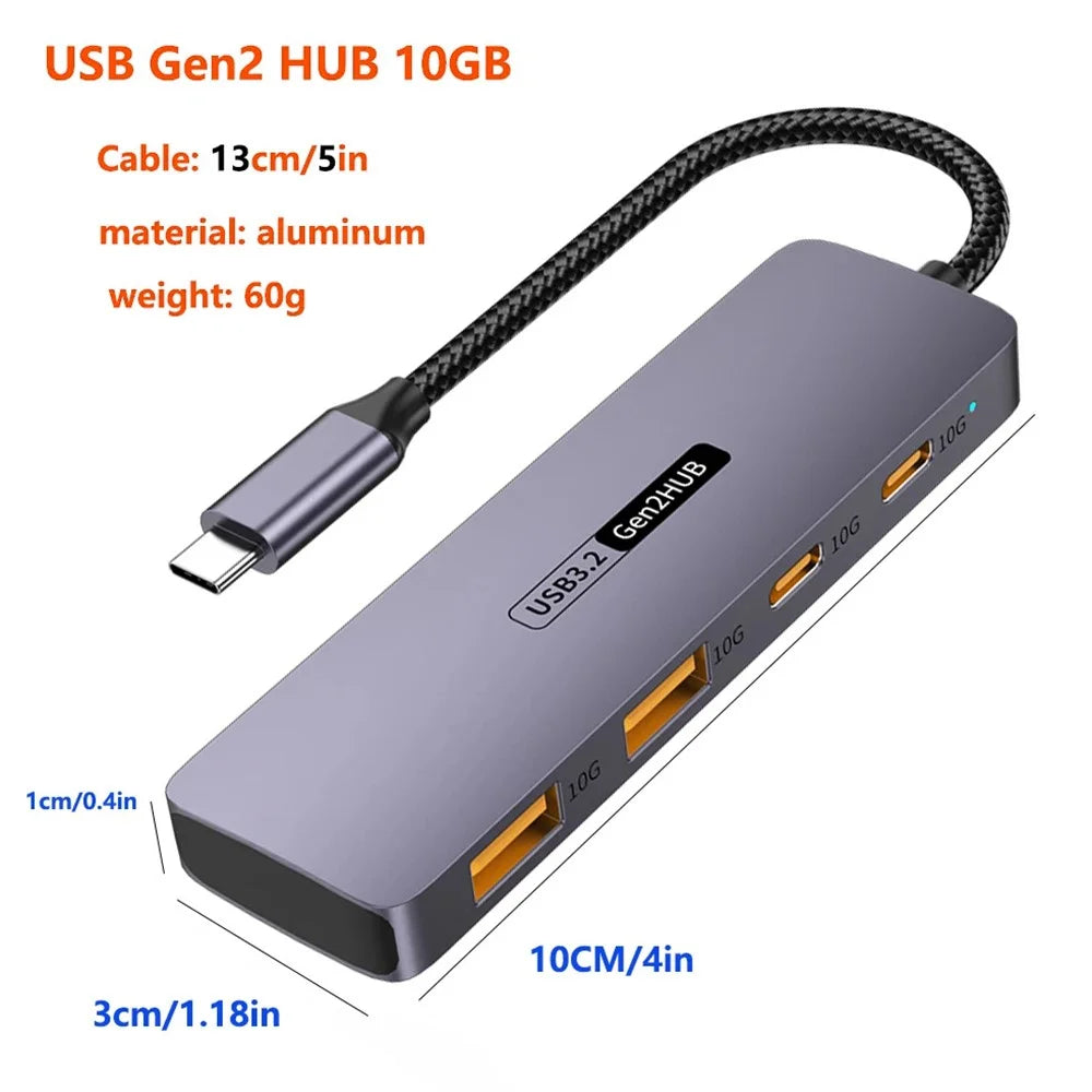 T-508 4-in-1 Type-C Docking Station for Notebook, Tablet, Smartphone Splitter Converter USB 3.2 Hub - 7