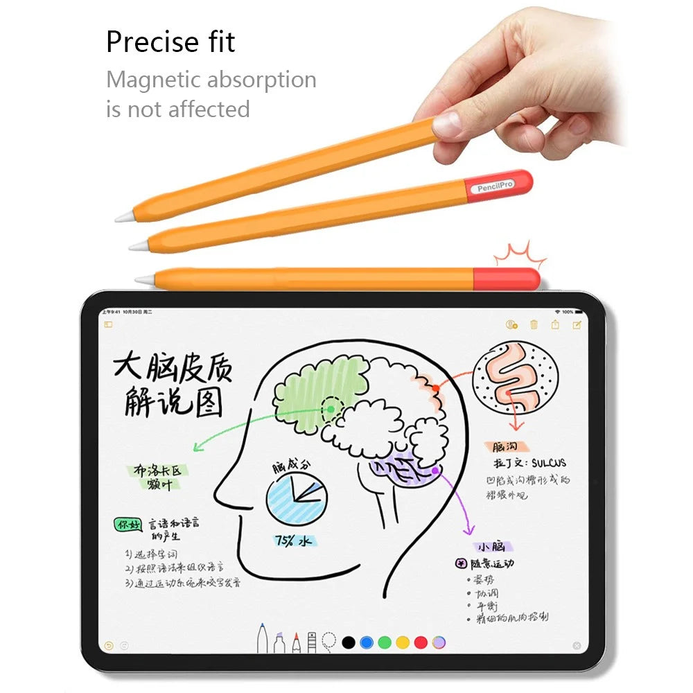 For Apple Pencil Pro Silicone Sleeve Color Splicing Stylus Pen Protective Skin Cover - Orange+Red - 2