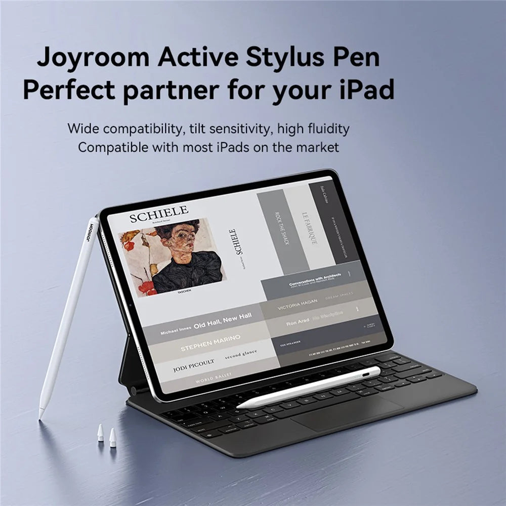 JOYROOM JR-X9S PRO Active Capacitive Stylus Pen Type-C Fast Charging Pencil with 2 Tips - White - 2