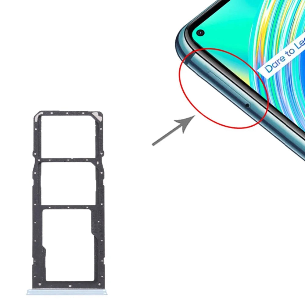 For Realme C17 RMX2101 Dual SIM Cards + Single TF Card Tray Holder Replacement (without Logo) - Green - 3