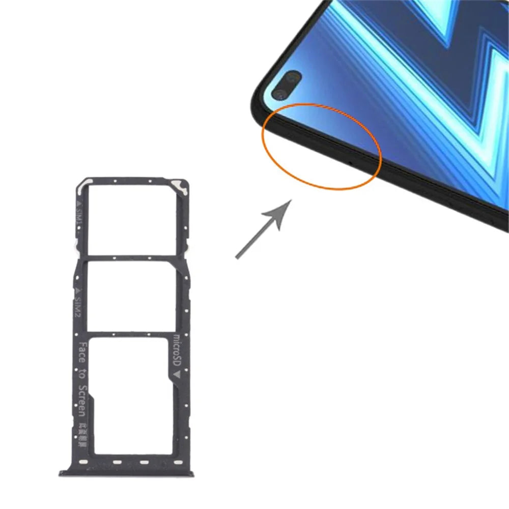For Realme 6 Pro RMX2061, RMX2063 Dual SIM Cards + Single TF Card Tray Holder Replacement (without Logo) - 3