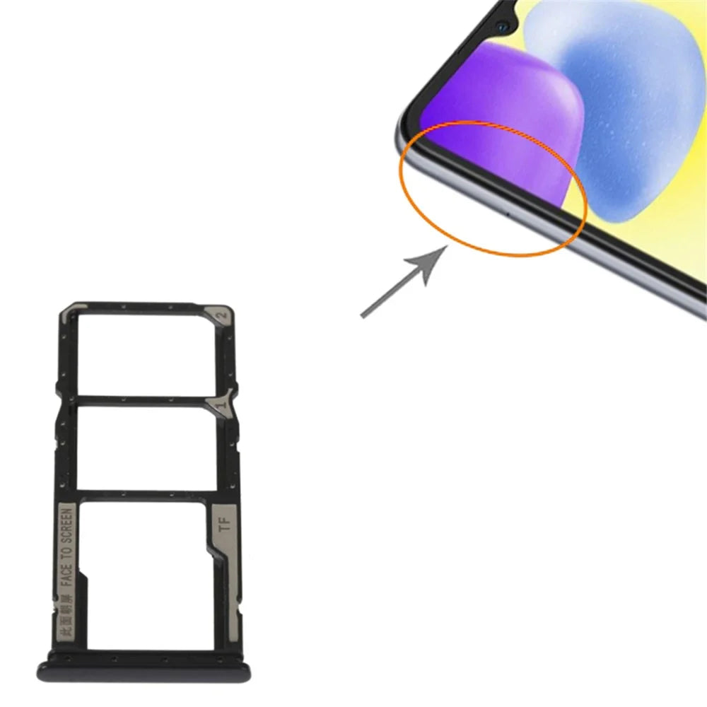For Xiaomi Redmi 10A 220233L2C Dual SIM Card + TF Card Tray Holder Replacement (without Logo) - Black - 3
