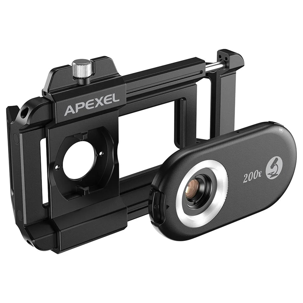 APEXEL APL-MS200 Mobile Phone Holder Clip 200x Magnification Microscope with CPL Filter - 1