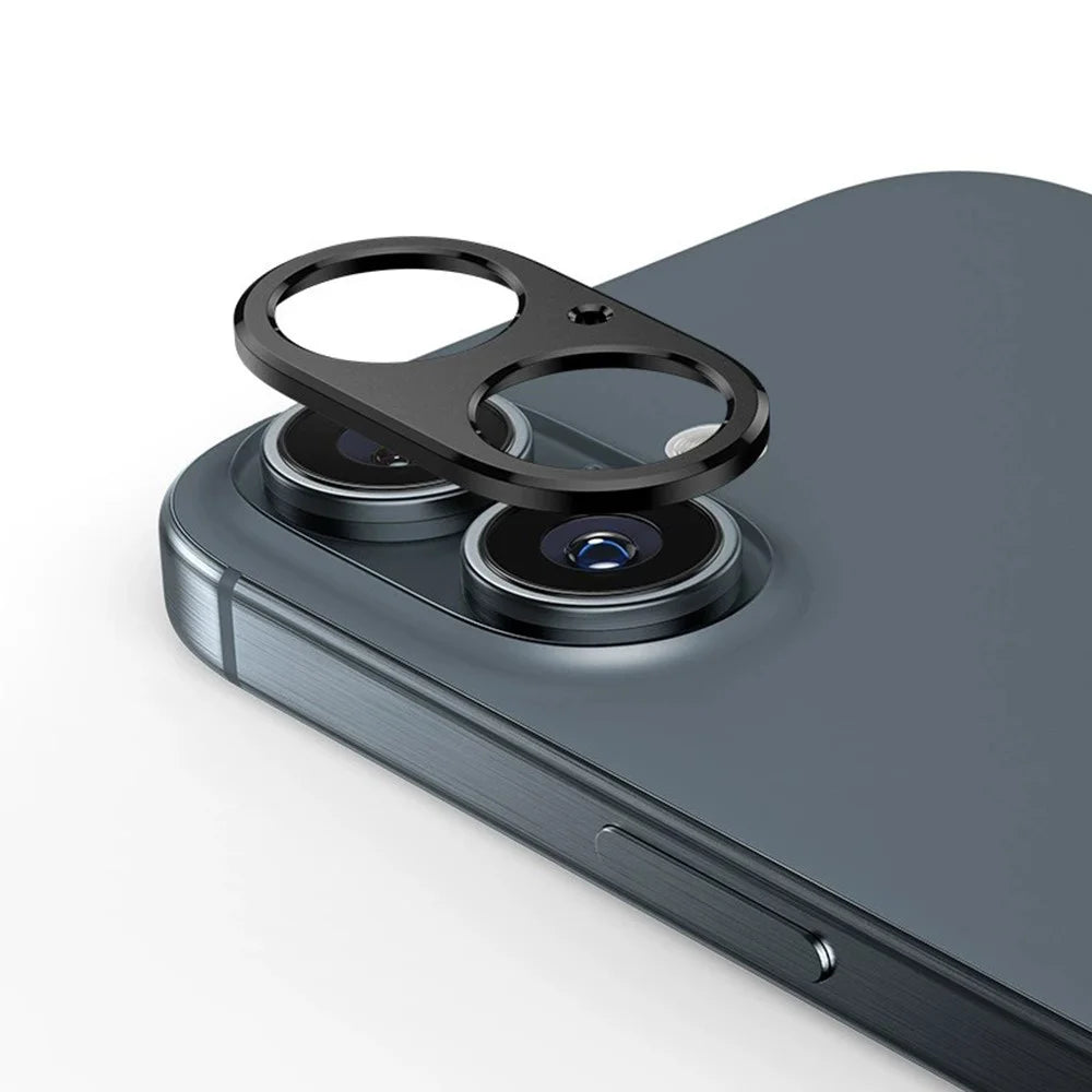 WANLONFENG LHJ Series For iPhone 16 / 16 Plus Metal Camera Lens Protector Integrated Lens Film - Black - 1