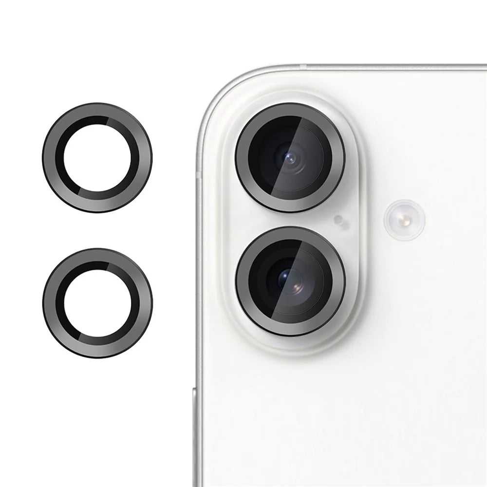 KALEBOL KLB-LPC002 For iPhone 16 / 16 Plus Phone Lens Protector Anti Scratch Ultra Thin Tempered Glass Film - Black - 1