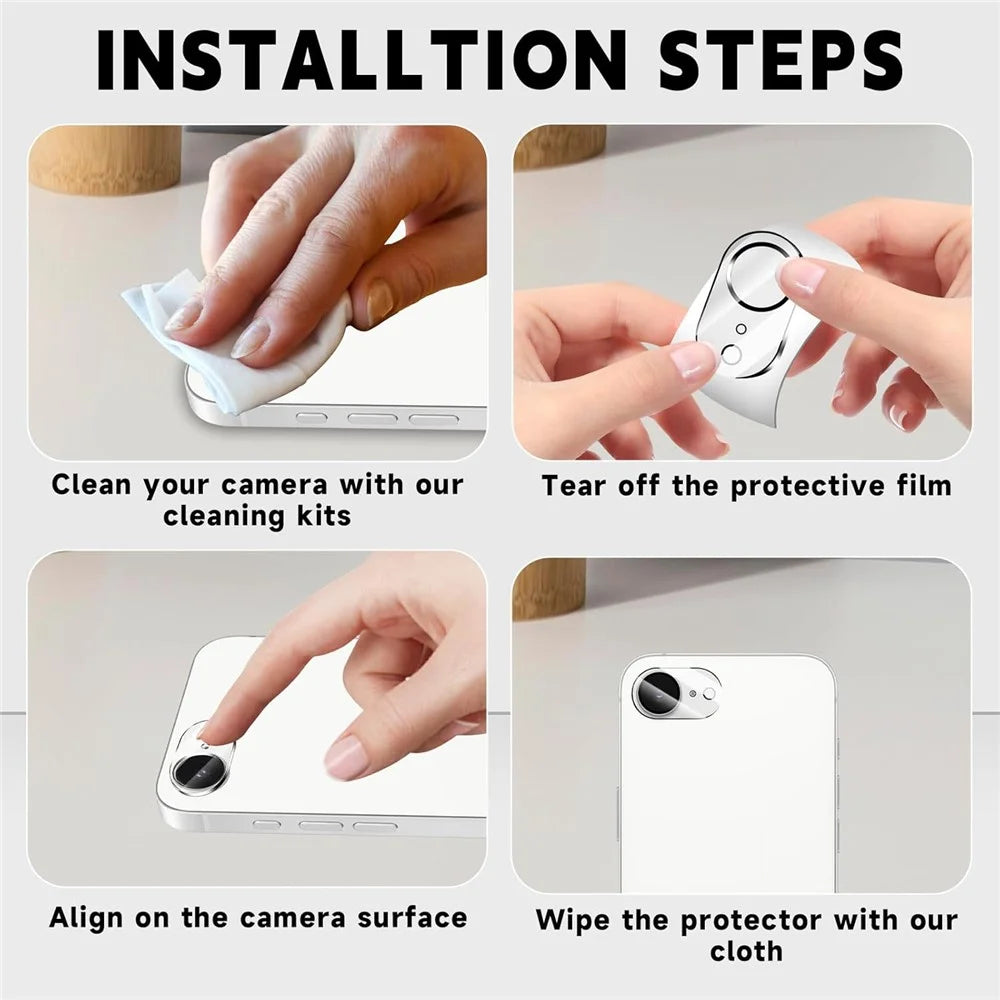 KALEBOL KLB-LPC001 For iPhone 17e / 16e One-Piece Phone Lens Film Clear Tempered Glass Lens Protector - 5