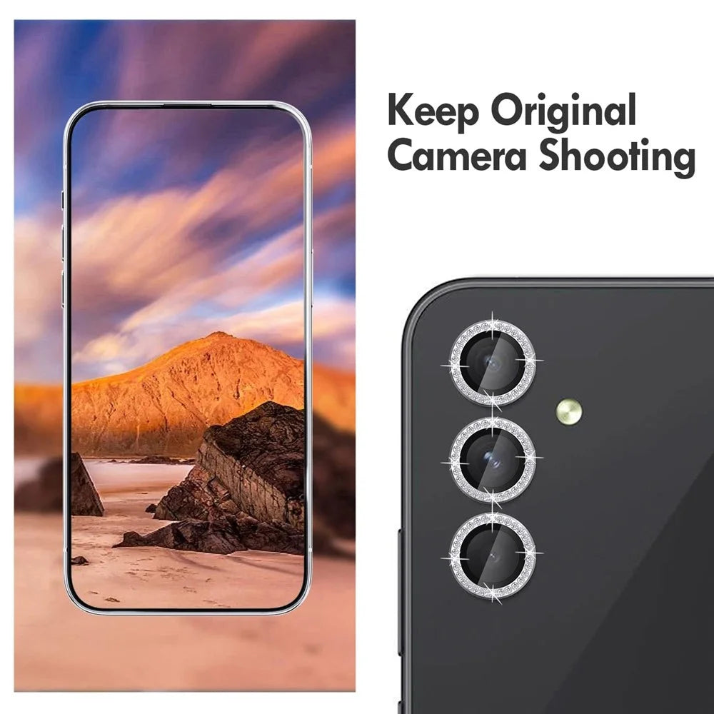 KALEBOL KLB-LPC003 For Samsung Galaxy A05s 4G Camera Lens Protector Diamond Ring Design Tempered Glass Lens Film - Silver - 3