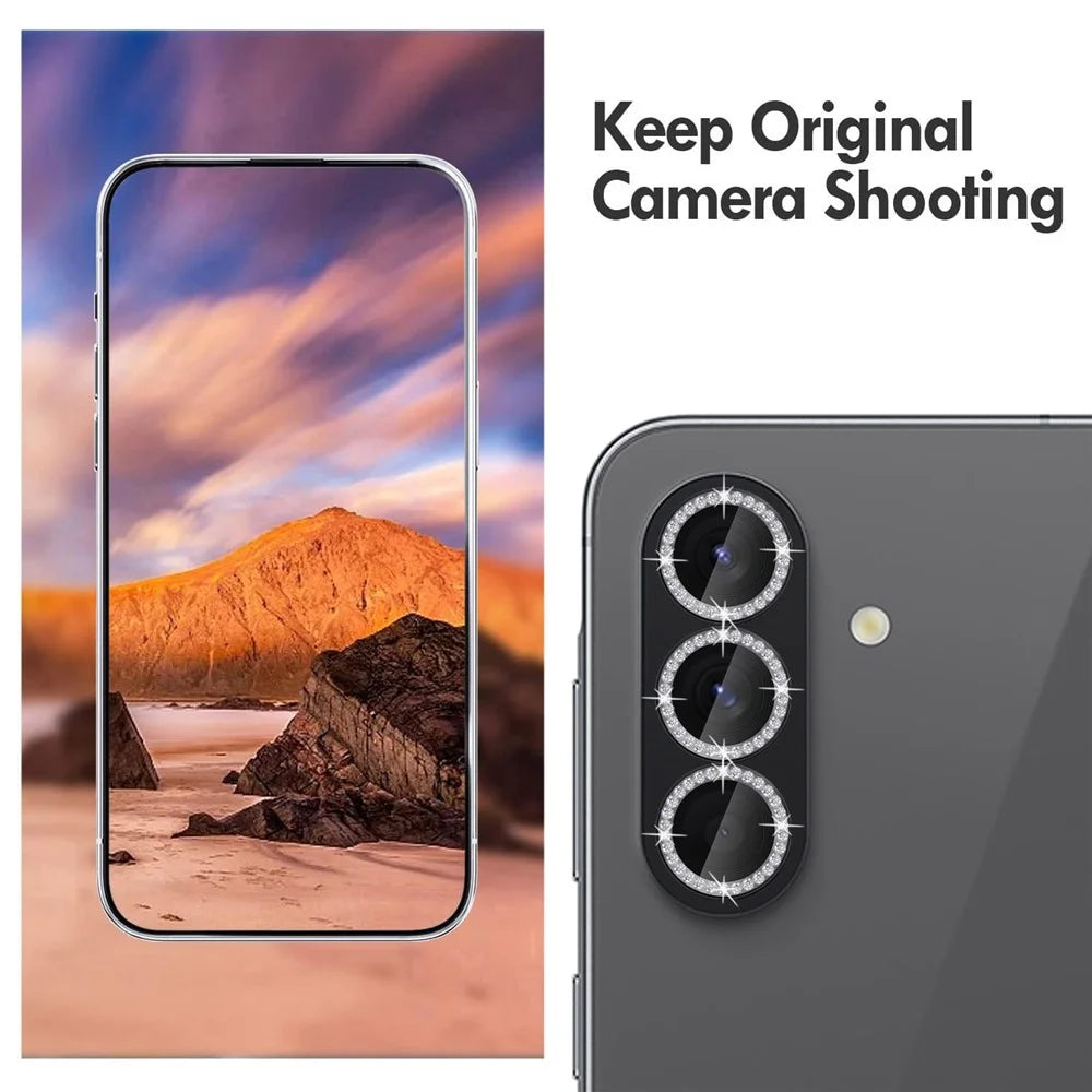 KALEBOL KLB-LPC003 For Samsung Galaxy A36 5G Camera Lens Protector Diamond Ring Design Tempered Glass Lens Film - Black - 3