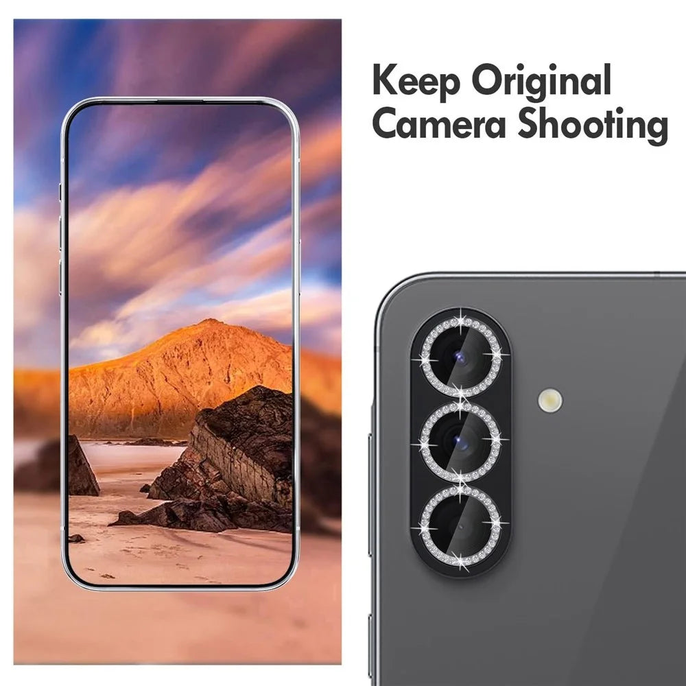 KALEBOL KLB-LPC003 For Samsung Galaxy A56 5G Camera Lens Protector Diamond Ring Design Tempered Glass Lens Film - Black - 3