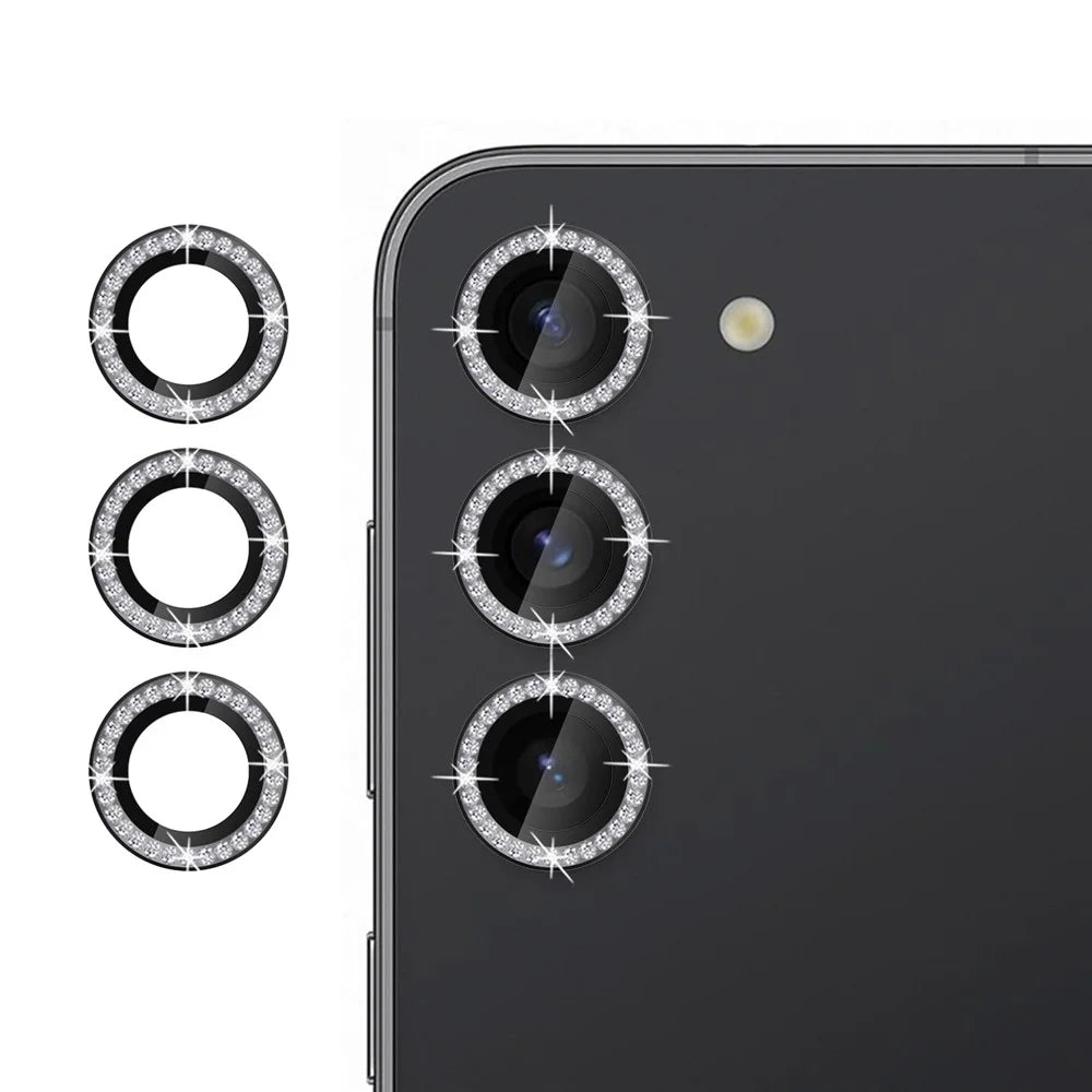 KALEBOL KLB-LPC003 For Samsung Galaxy S23 Camera Lens Protector Diamond Ring Design Tempered Glass Lens Film - Black - 1
