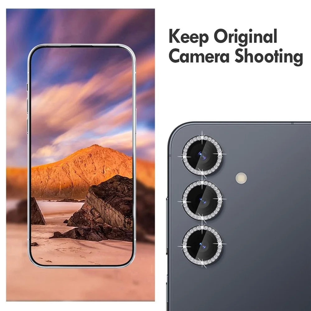 KALEBOL KLB-LPC003 For Samsung Galaxy S25+ Camera Lens Protector Diamond Ring Design Tempered Glass Lens Film - Black - 3