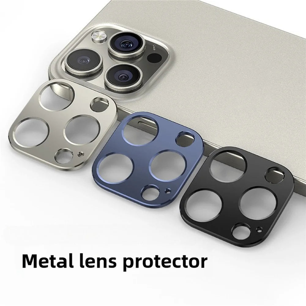 KALEBOL KLB-LPC005 For iPhone 15 Pro Max  /  15 Pro Hollow Lens Protector Aluminum Alloy Phone Camera Bezel Cover - Black - 2