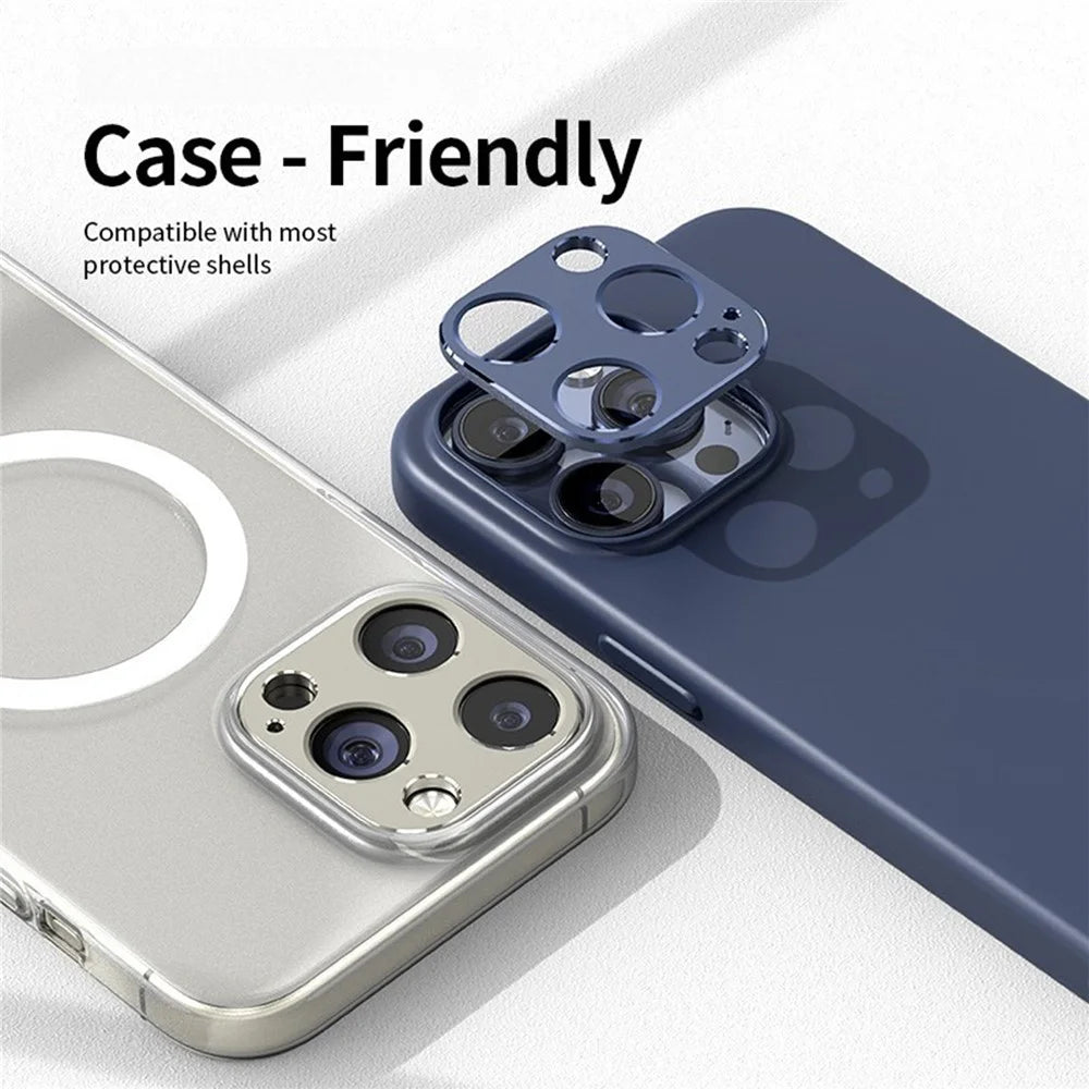 KALEBOL KLB-LPC005 For iPhone 15 Pro Max  /  15 Pro Hollow Lens Protector Aluminum Alloy Phone Camera Bezel Cover - Black - 5
