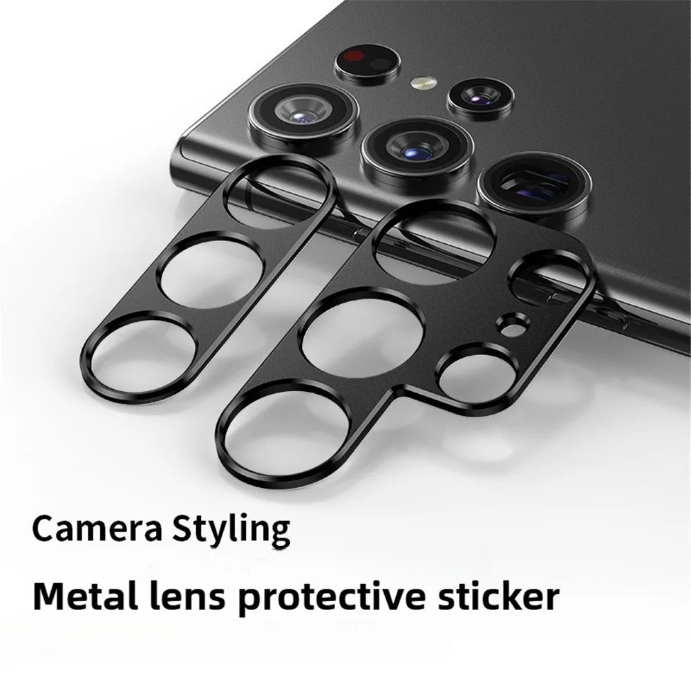 KALEBOL KLB-LPC005 For Samsung Galaxy S23 Ultra Hollow Lens Protector Aluminum Alloy Phone Camera Bezel Cover - Black - 2