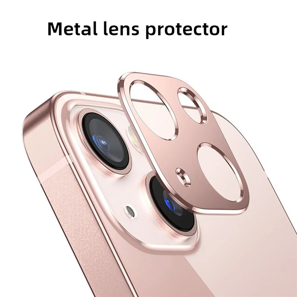 KALEBOL KLB-LPC005 For iPhone 13 / 13 mini Hollow Lens Protector Aluminum Alloy Phone Camera Bezel Cover - Pink - 2