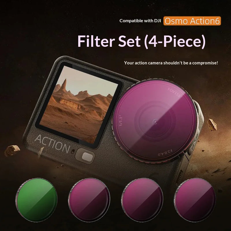 STARTRC 4Pcs For DJI Osmo Action 6 Filter Set Aluminum Alloy + Glass CPL ND Camera Lens Filter Kit - CPL+ND8+ND16+ND32 - 2